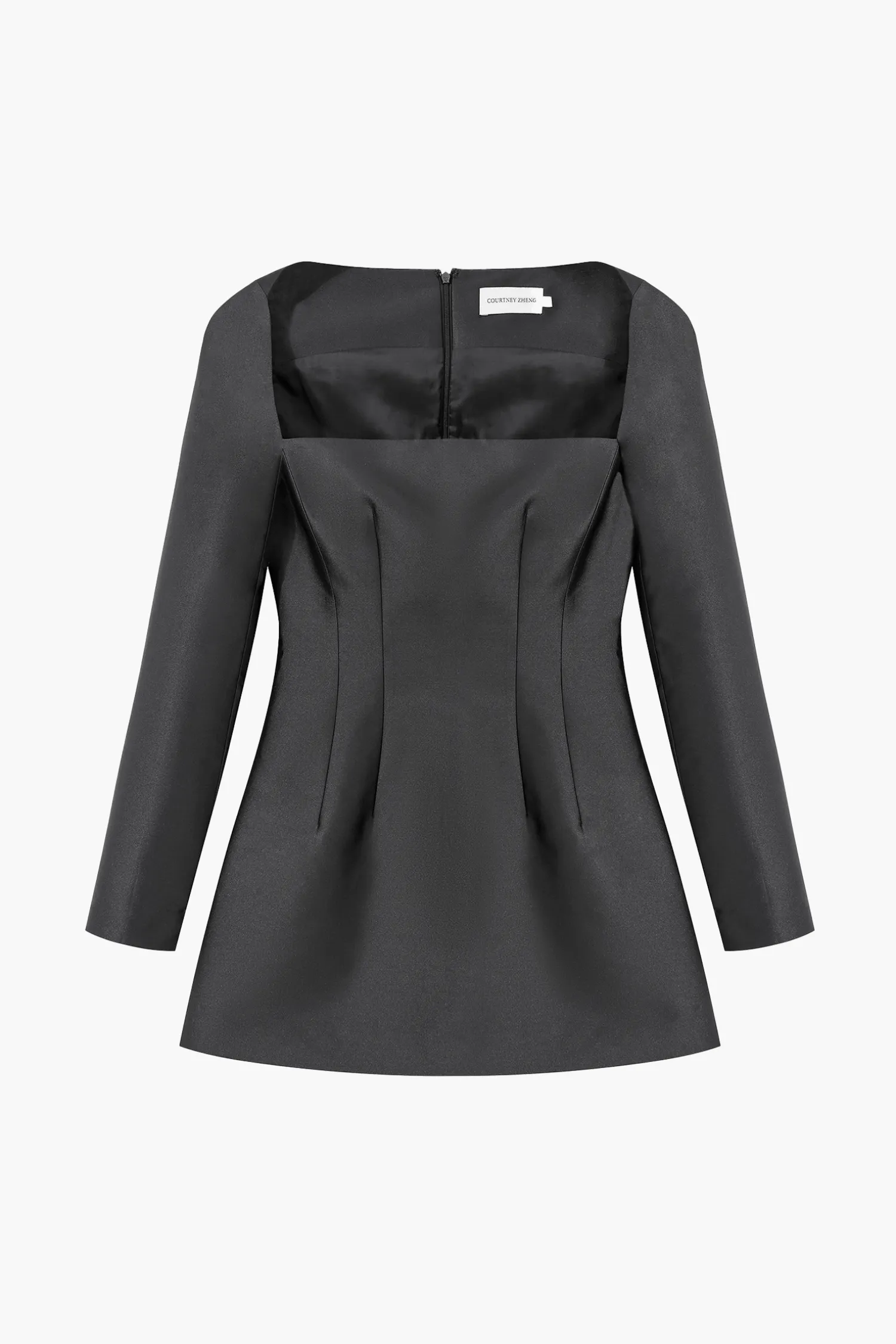 Best COURTNEY ZHENG SILK WOOL WIDE NECK L/S DRESS