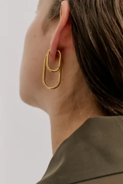 Cheap ANNA ROSSI SMALL ELONGATED THICK SQUOVAL Gold