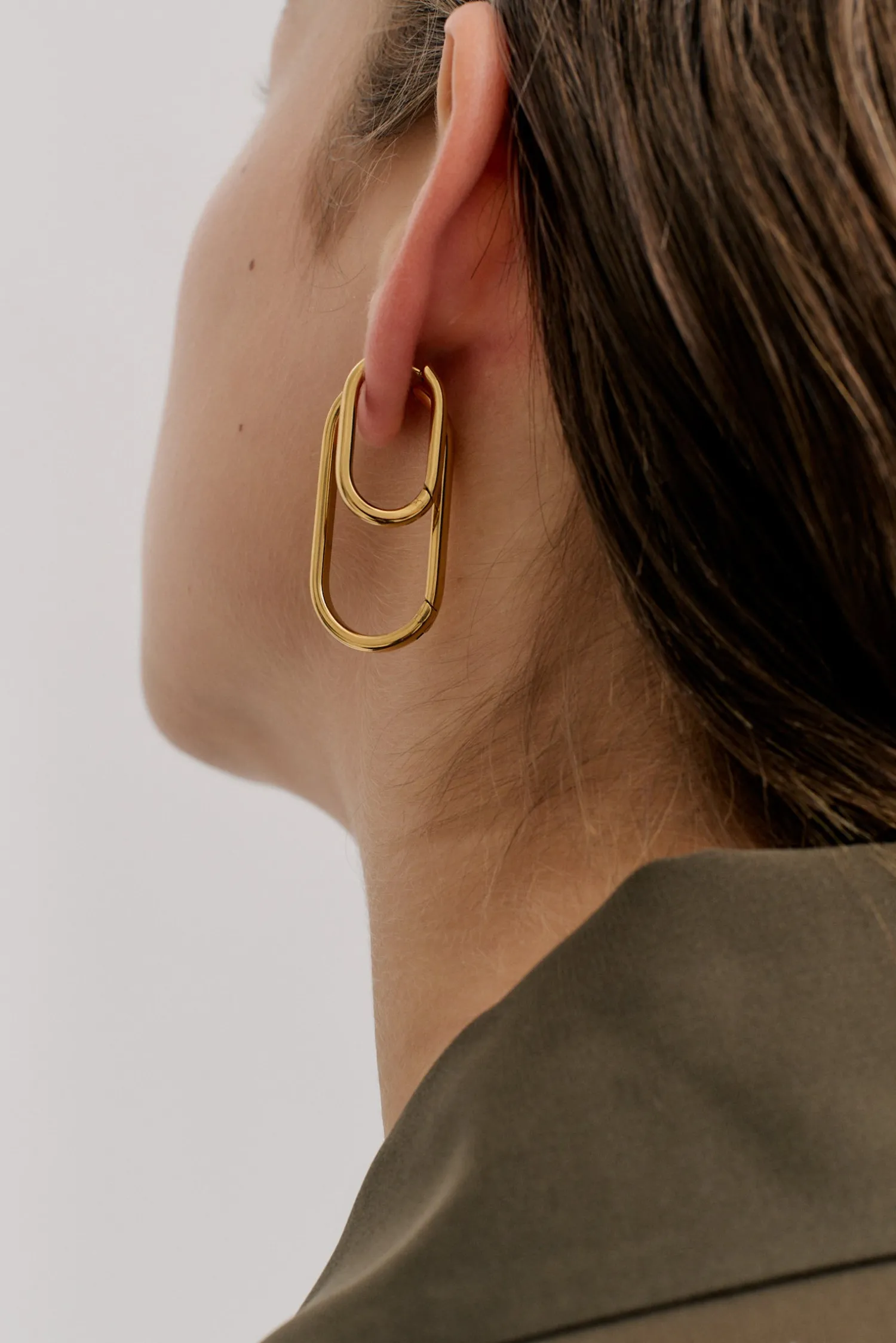 Cheap ANNA ROSSI SMALL ELONGATED THICK SQUOVAL Gold