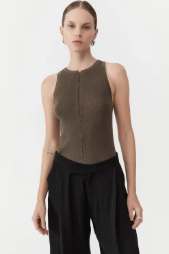 Cheap ST. AGNI STITCH DETAIL TANK Kelp