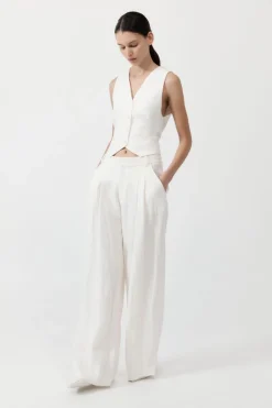 Outlet ST. AGNI TAILORED LINEN PANTS Ivory