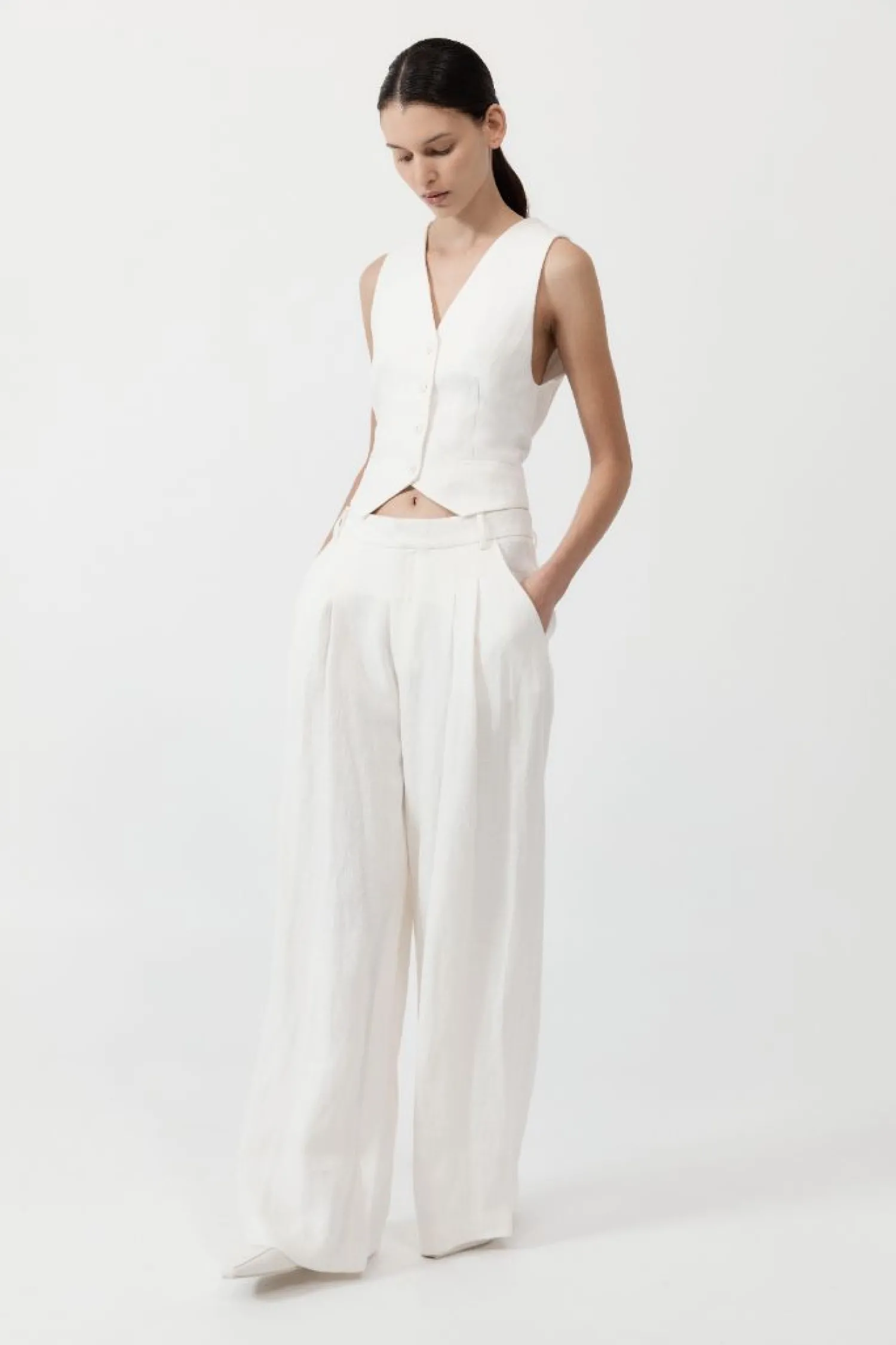 Outlet ST. AGNI TAILORED LINEN PANTS Ivory