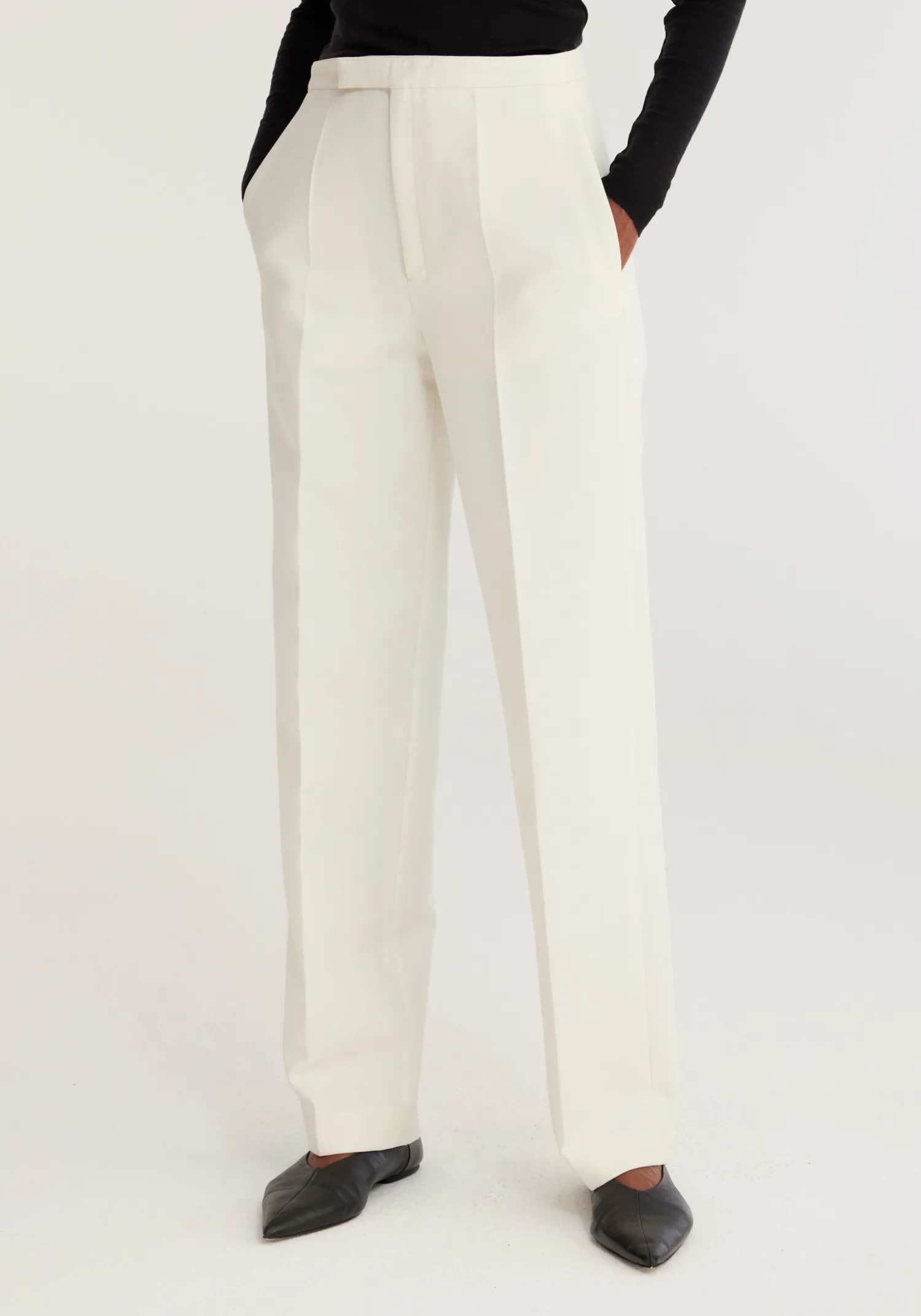 Fashion RÓHE TAILORED WOOL TROUSERS Ivory