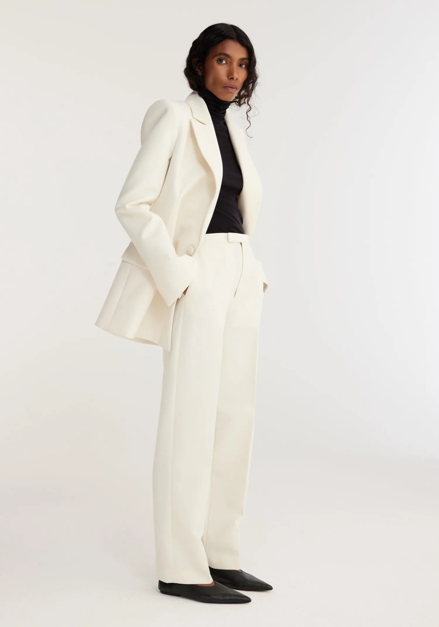 Fashion RÓHE TAILORED WOOL TROUSERS Ivory