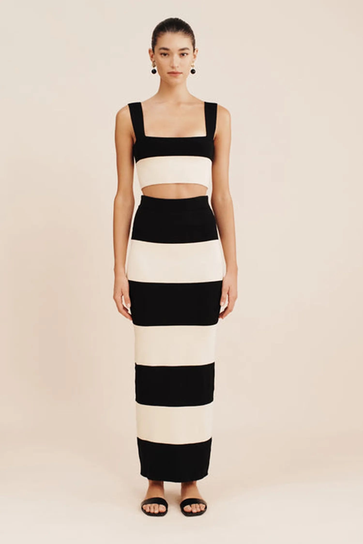 Cheap POSSE THEO CROP TOP Cream&Black