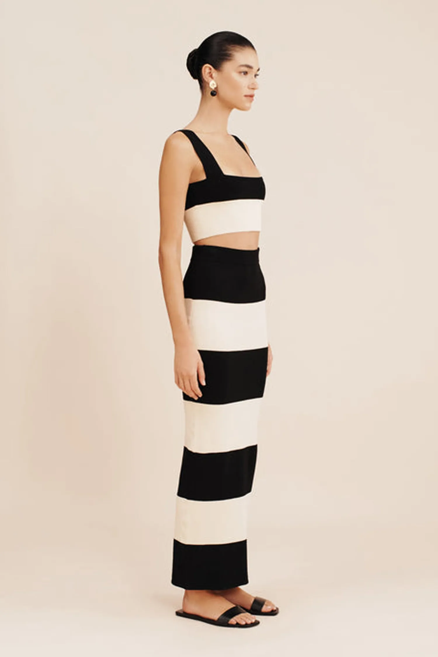 Cheap POSSE THEO CROP TOP Cream&Black