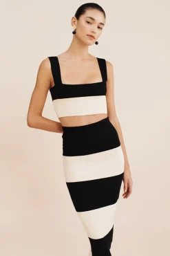 Cheap POSSE THEO CROP TOP Cream&Black
