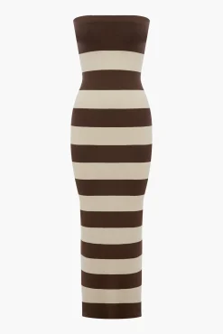 Sale POSSE THEO STRAPLESS DRESS Chocolate/Cream