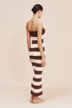 Sale POSSE THEO STRAPLESS DRESS Chocolate/Cream