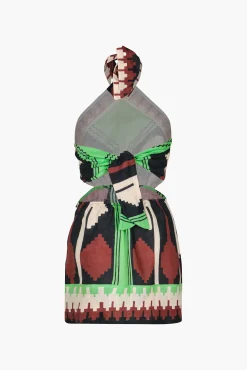 Discount JOHANNA ORTIZ TIDE STRENGTH MINI DRESS Green/Black/Paprika/Ecru