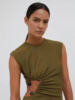 Sale CHRISTOPHER ESBER TRI CRYSTAL STONE TANK DRESS Olive