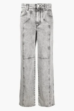 Shop ISABEL MARANT ÉTOILE VALERIA DENIM PANTS Lightgrey