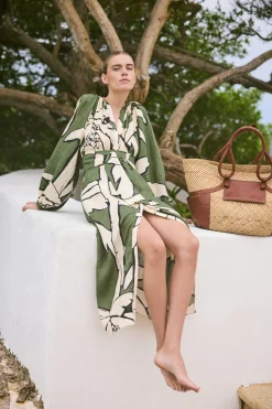 Best JOHANNA ORTIZ WEAVING WEVES ANKLE DRESS Green/Ecru/Black