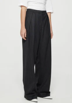 Flash Sale RÓHE WIDE LEG PINSTRIPE TROUSERS Black/GreyStripe