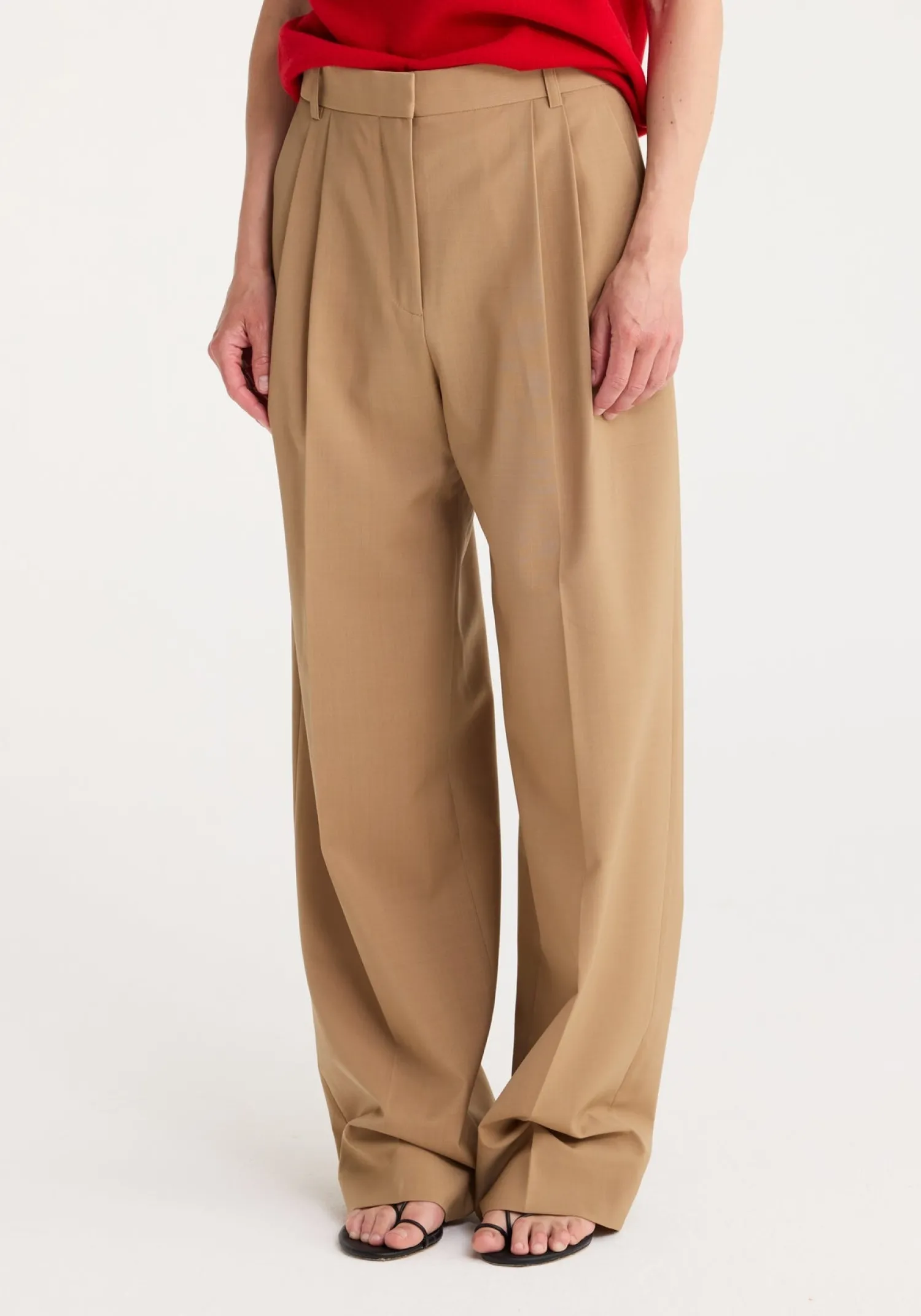 Clearance RÓHE WIDE LEG PLEATED TROUSERS Fawwn