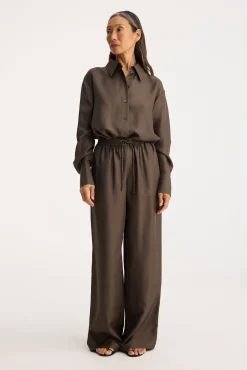 Fashion RÓHE WIDE LEG SILK TROUSERS Earth