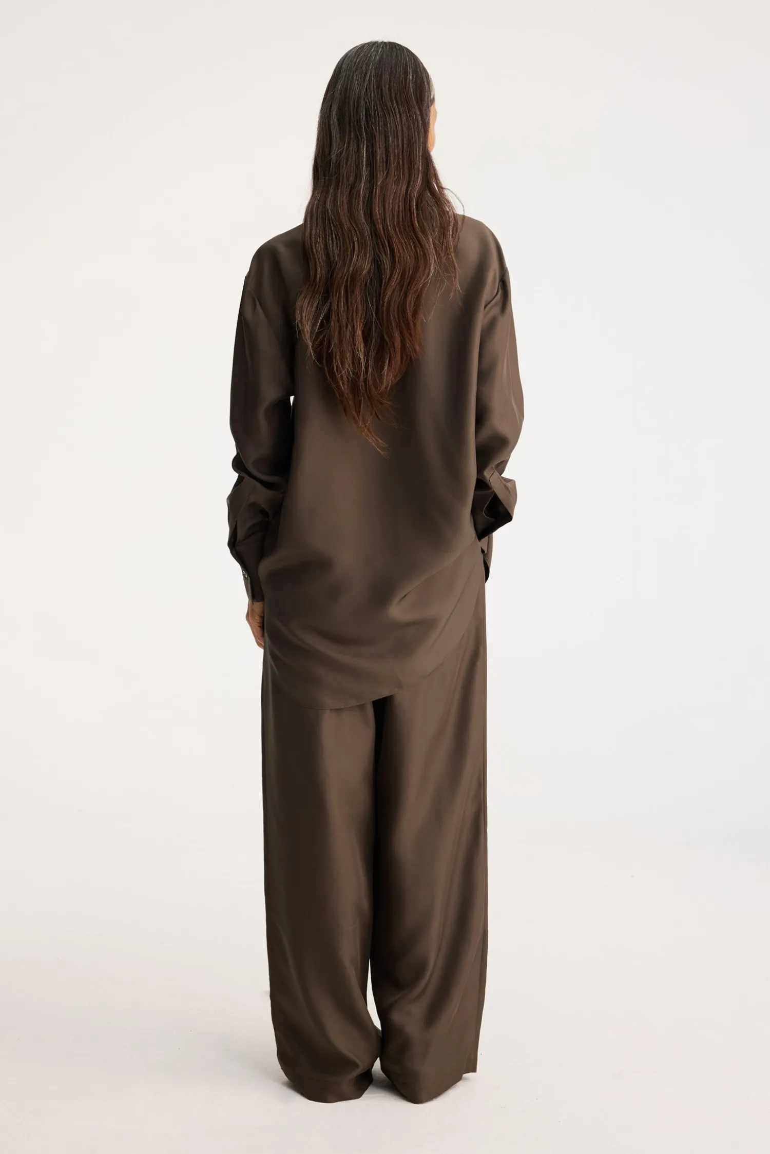 Fashion RÓHE WIDE LEG SILK TROUSERS Earth