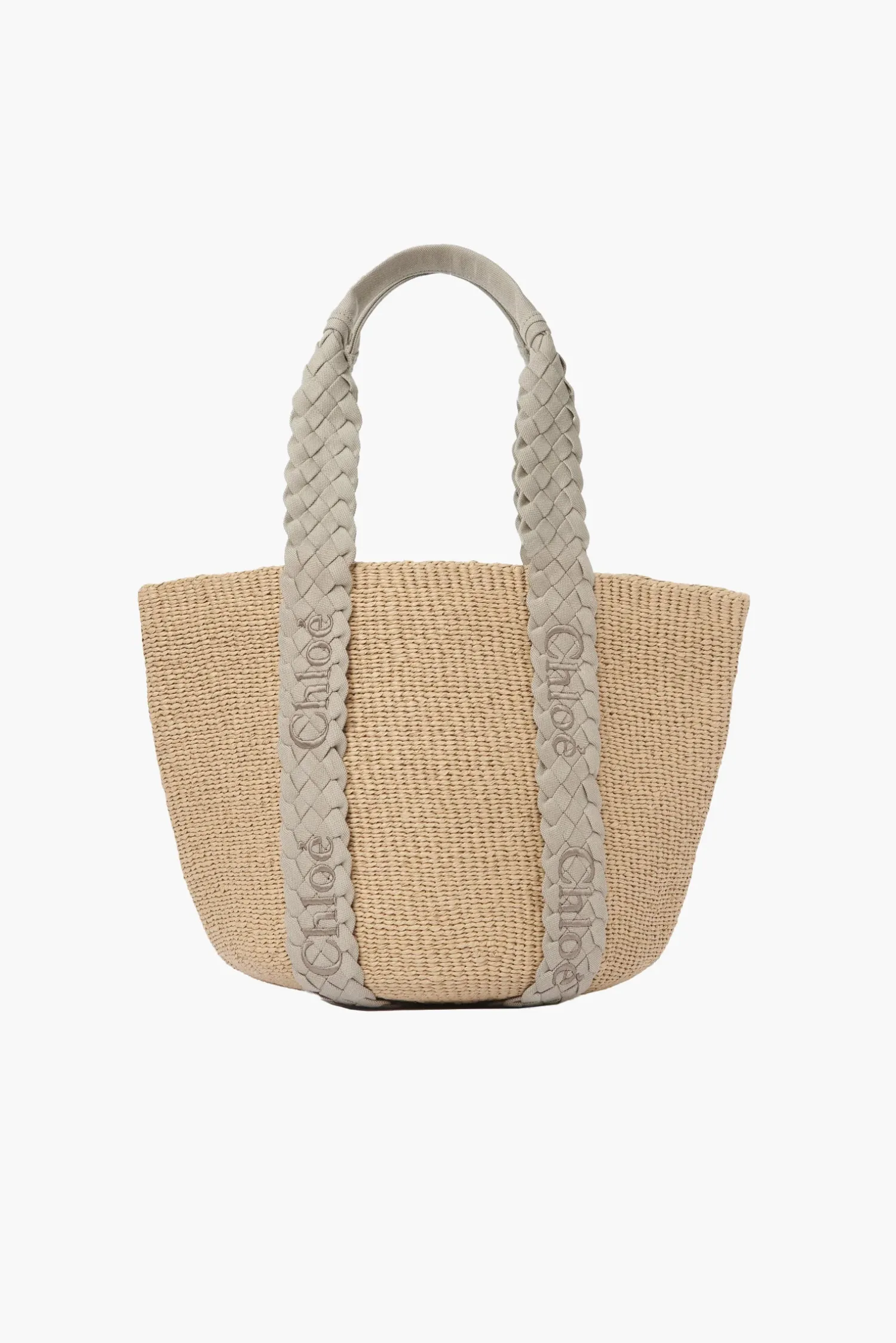 New CHLOÉ WOODY LARGE BASKET PastelGrey