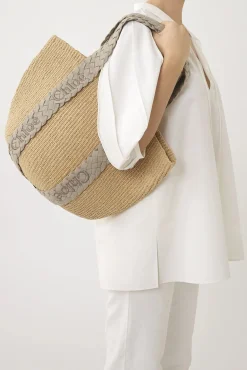New CHLOÉ WOODY LARGE BASKET PastelGrey
