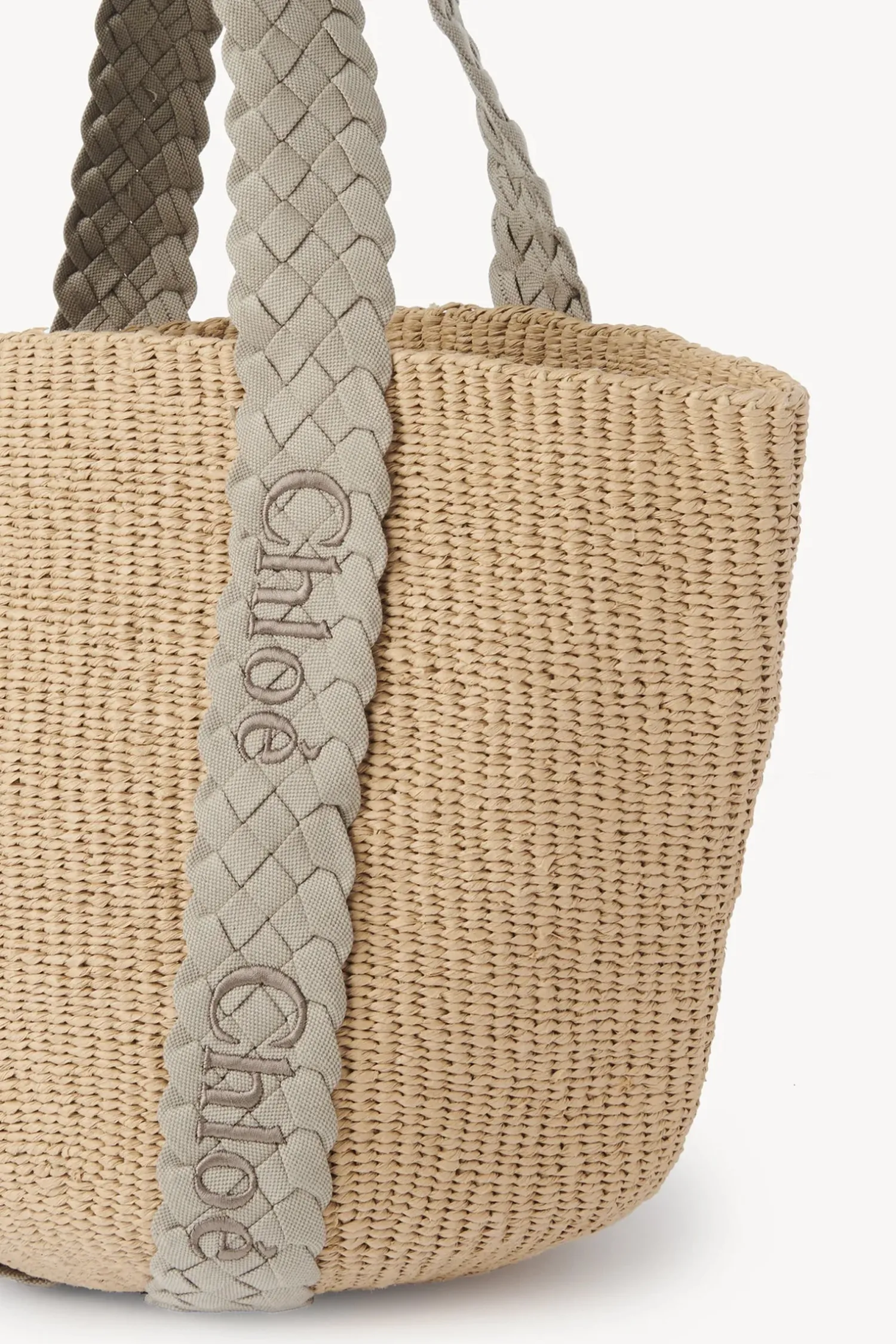 New CHLOÉ WOODY LARGE BASKET PastelGrey