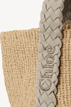 New CHLOÉ WOODY LARGE BASKET PastelGrey