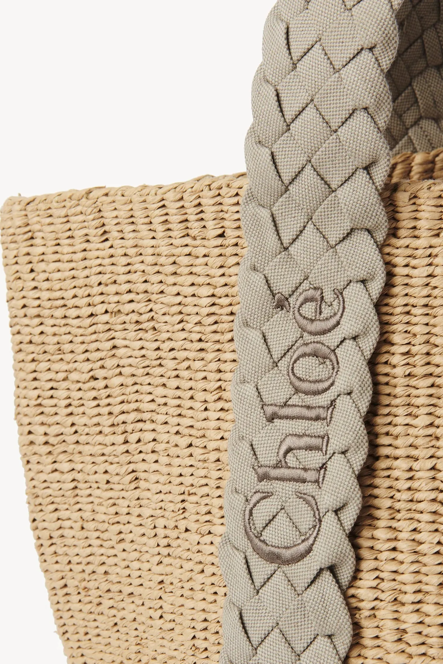 New CHLOÉ WOODY LARGE BASKET PastelGrey