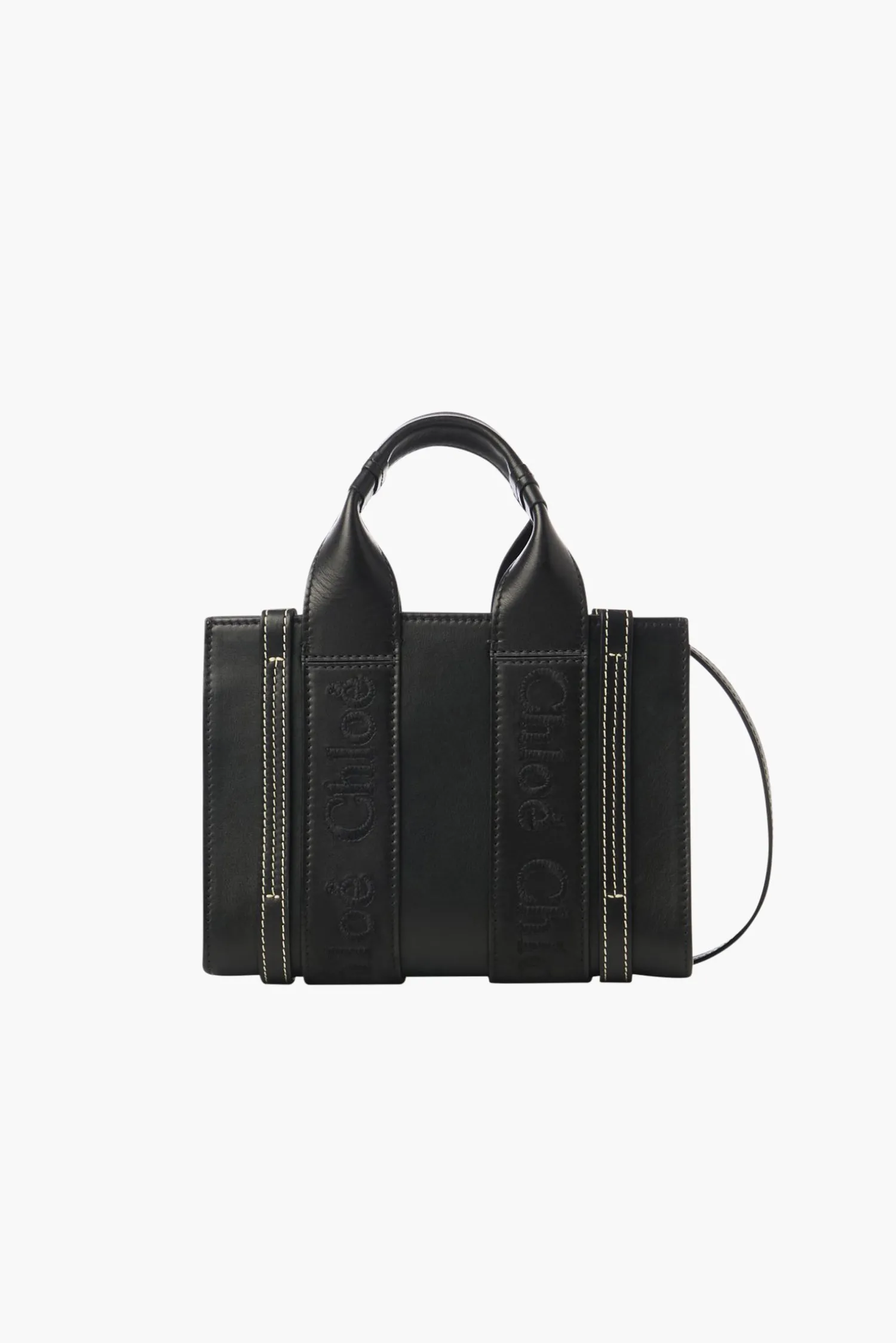 Best CHLOÉ WOODY MINI LEATHER TOTE WITH STRAP Black