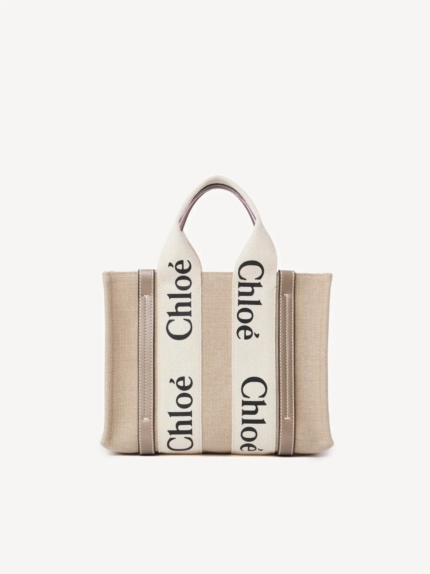 Clearance CHLOÉ WOODY SMALL TOTE WITH STRAP MuskGrey
