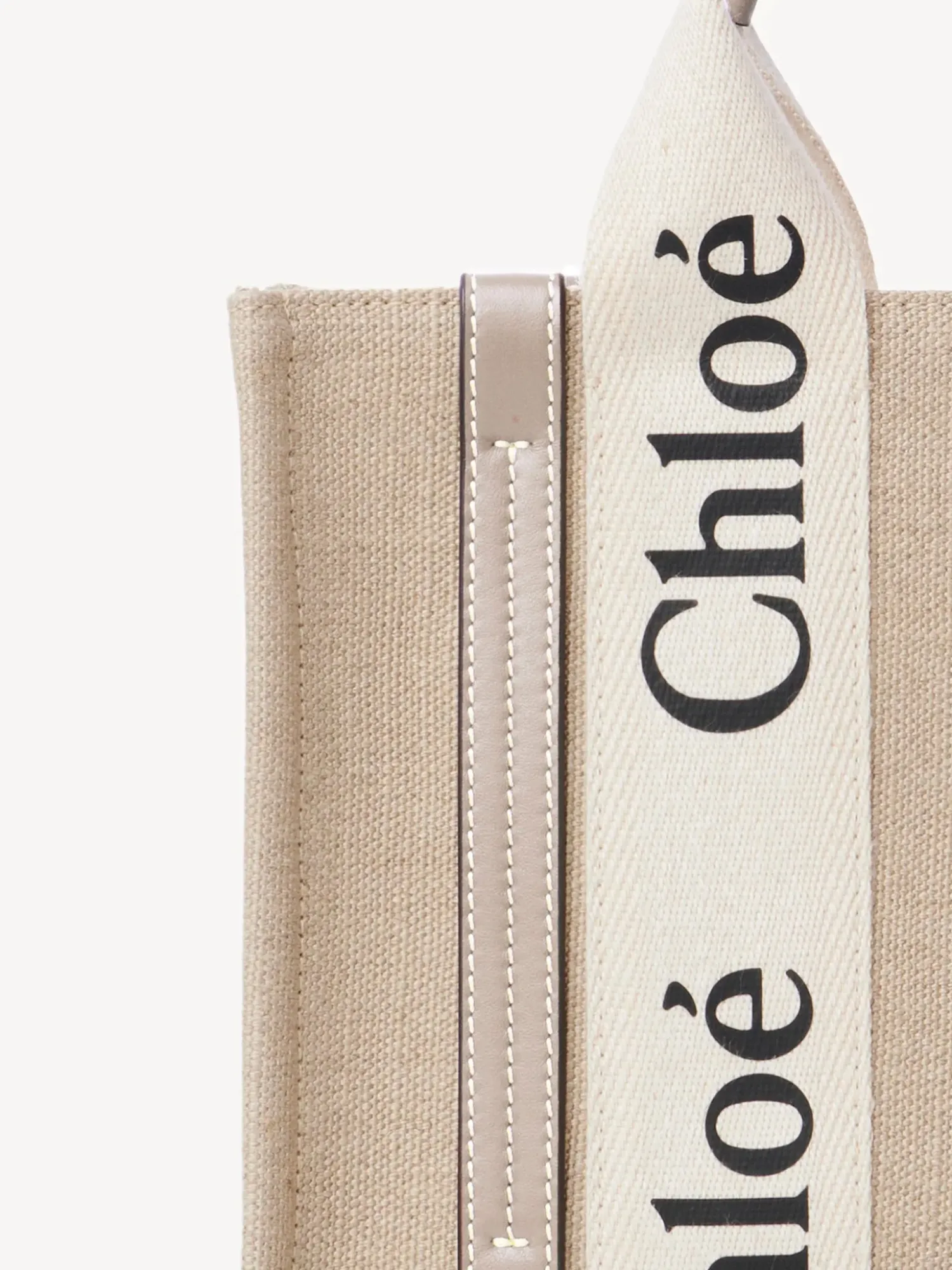 Clearance CHLOÉ WOODY SMALL TOTE WITH STRAP MuskGrey