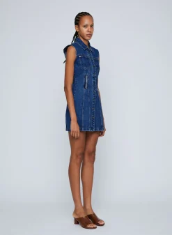 Best WYNN HAMLYN ZIPPER DENIM MINI DRESS Indigo